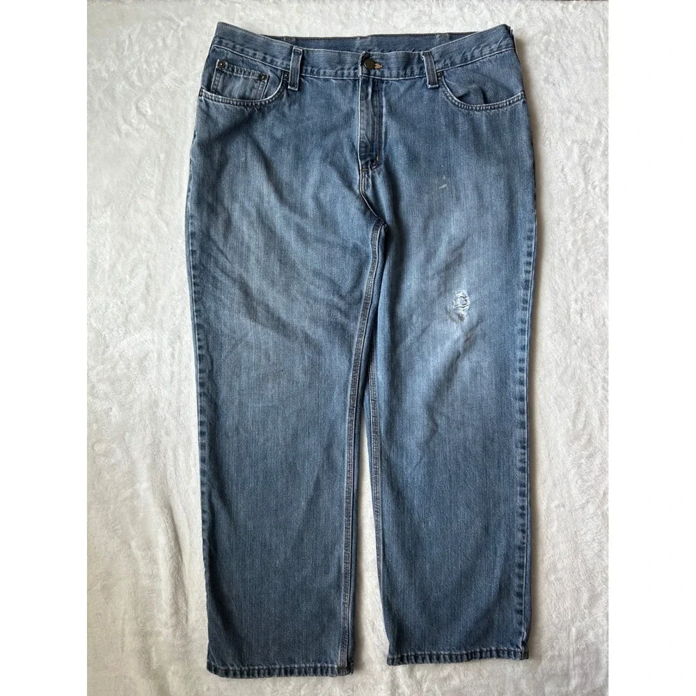 Carhartt Relaxed Fit Jeans Mens 38x30 Blue Denim Work Pants 101483 966